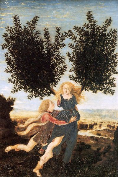 Apollo and Daphne by Antonio del Pollaiuolo (probably 1470-1480)